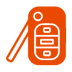 Orange icon depicting a car key fob with buttons.