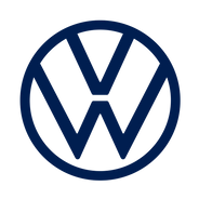 Volkswagen logo featuring the letters 'V' and 'W' stacked and enclosed within a circular emblem in navy blue.