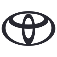 Toyota logo in black featuring three interconnected ellipses forming a stylised 'T' shape on a black background.