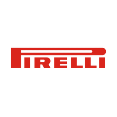 Pirelli logo in red with the distinctive elongated 'P' extending over the other letters.