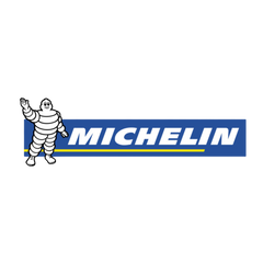 Michelin logo featuring the iconic Michelin Man waving next to the blue and yellow Michelin brand name.