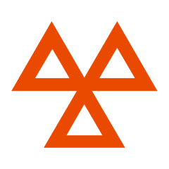 Orange icon depicting three interlocking triangles forming a hexagon shape, representing vehicle inspection or MOT (Ministry of Transport).