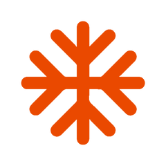 Orange icon depicting a stylised snowflake, representing cold or air conditioning.